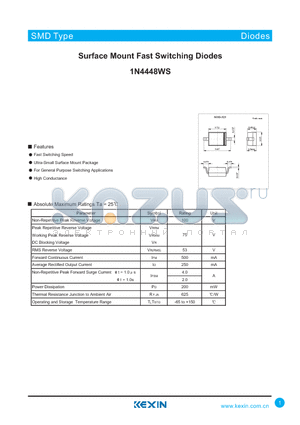 1N4448WS datasheet - Surface Mount Fast Switching Diodes