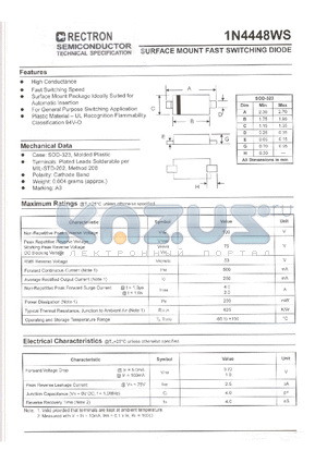 1N4448WS datasheet - SURFACE MOUNT FAST SWITCHING DIODE