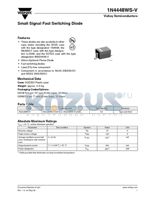 1N4448WS-V datasheet - Small Signal Fast Switching Diode