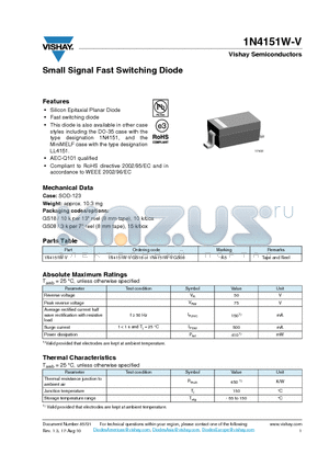 1N4448WS-V datasheet - Small Signal Fast Switching Diode