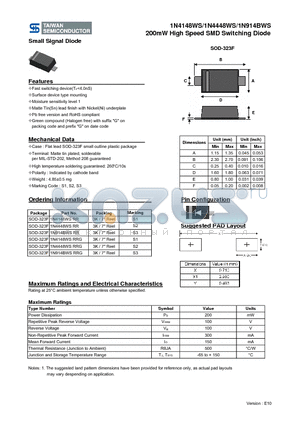 1N4448WSRR datasheet - 200mW High Speed SMD Switching Diode