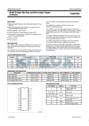 74ABT821 datasheet - 10-bit D-type flip-flop; positive-edge trigger 3-State