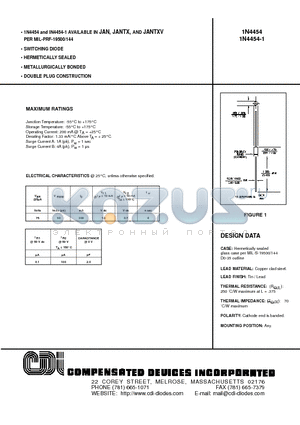 1N4454-1 datasheet - SWITCHING DIODE