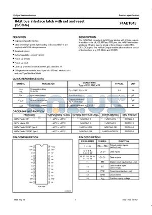 74ABT845D datasheet - 8-bit bus interface latch with set and reset 3-State