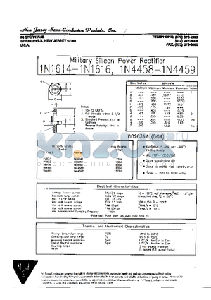 1N4459 datasheet - Military Silicon Power Rectifier