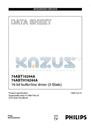 74ABTH16244A datasheet - 16-bit buffer/line driver 3-State