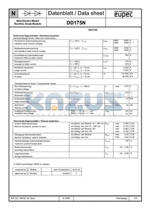 DD175N datasheet - Rectifier Diode Module