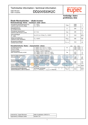 DD200S33K2C datasheet - IGBT-modules