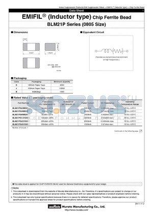 BLM21PG221SN1 datasheet - Chip Ferrite Bead