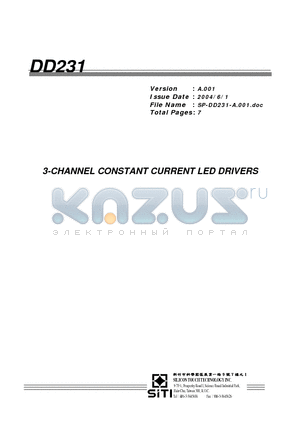 DD231 datasheet - 3-CHANNEL CONSTANT CURRENT LED DRIVERS