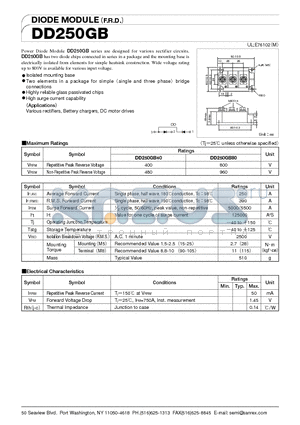 DD250GB40 datasheet - DIOEDE MODULE (F.R.D)