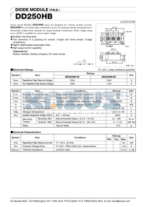 DD250HB160 datasheet - DIODE MODULE (F.R.D.)