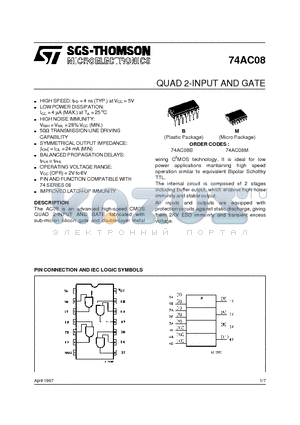 74AC08B datasheet - QUAD 2-INPUT AND GATE