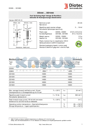 DD300_07 datasheet - Fast Switching High Voltage Si-Rectifiers Schnelle Si-Hochspannungs-Gleichrichter