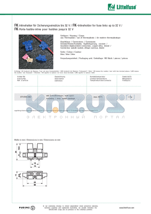 277.6106.0002 datasheet - FK-Inlineholder for fuse links up to 32 V