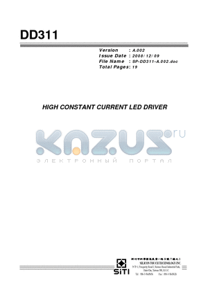 DD311 datasheet - HIGH CONSTANT CURRENT LED DRIVER