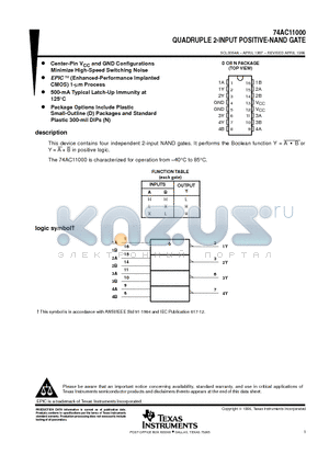 74AC11000N datasheet - QUADRUPLE 2-INPUT POSITIVE-NAND GATE