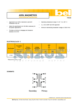 2776D datasheet - ADSL MAGNETICS International Transformer