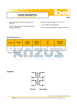 2776F datasheet - RADSL MAGNETICS International Transformer