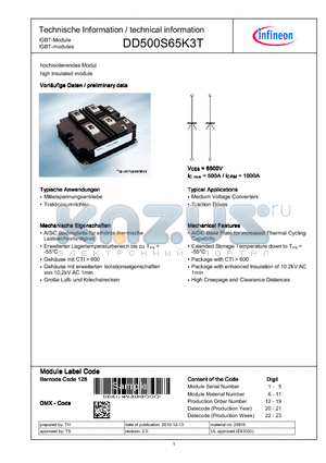 DD500S65K3T datasheet - IGBT-Module