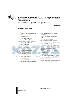 278524-001 datasheet - Intel-R PXA250 and PXA210 Applications Processors