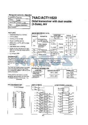 74AC11620N datasheet - OCTAL TRANSCEIVER WITH DUAL ENABLE