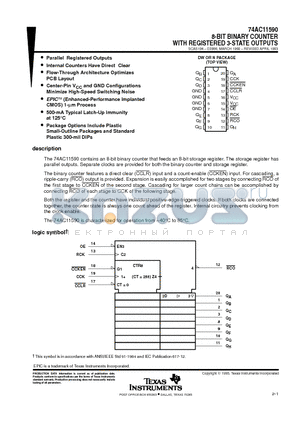 74AC11590 datasheet - 8-BIT BINARY COUNTER WITH REGISTERED 3-STATE OUTPUTS