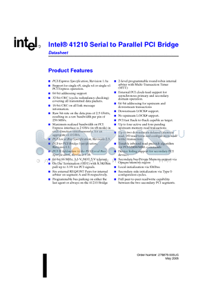 278875-005US datasheet - Intel 41210 Serial to Parallel PCI Bridge