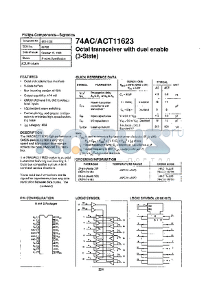 74AC11623 datasheet - OCTAL TRANSCEIVER WITH DUAL ENABLE