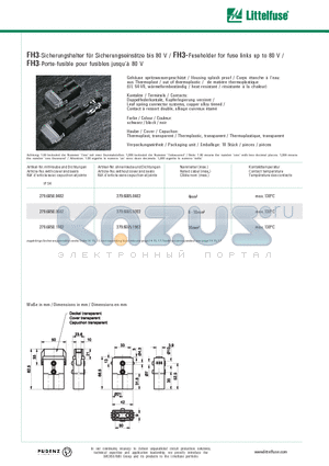 279.6850.0402 datasheet - FH3-Fuseholder for fuse links up to 80 V