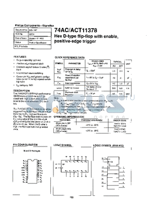 74AC11378N datasheet - HEX D-TYPE FLIP FLOP WITH ENABLE, POSITIVE EDGE TRIGGER