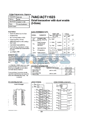 74AC11623N datasheet - OCTAL TRANSCEIVER WITH DUAL ENABLE