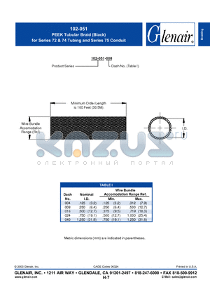 102-051-040 datasheet - PEEK Tubular Braid (Black)