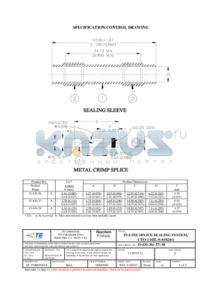 A101228 datasheet - IN-LINE SPLICE SEALING SYSTEM, 1 TO 1 MIL-S-81824/1