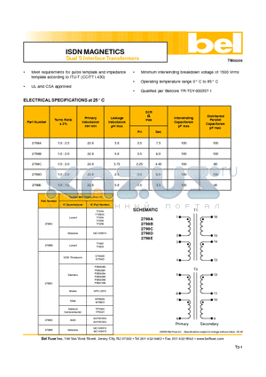 2798A datasheet - Dual S Interface Transformers