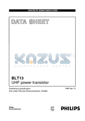BLT13 datasheet - UHF power transistor