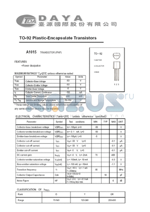 A1015 datasheet - SOT-23 Plastic-Encapsulate Transistors