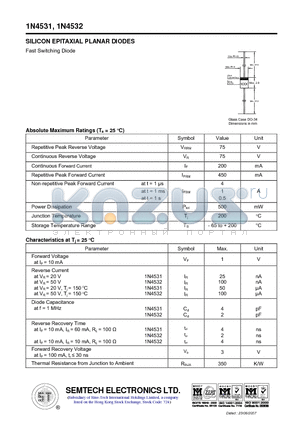 1N4532 datasheet - SILICON EPITAXIAL PLANAR DIODES