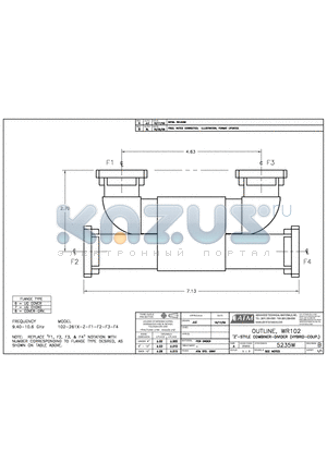 102-2618-Z-F1-F2-F3-F4 datasheet - OUTLINE, WR102 Z-STYLE COMBINER-DIVIDER (HYBRID-COUP.)