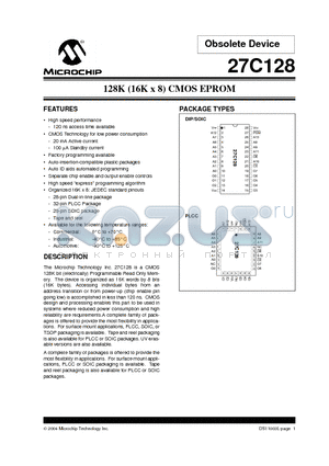 27C128-12I/SO datasheet - 128K (16K x 8) CMOS EPROM