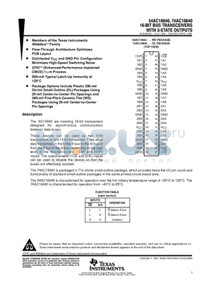 74AC16640 datasheet - 16-BIT BUS TRANSCEIVERS WITH 3-STATE OUTPUTS