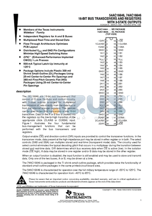 74AC16646 datasheet - 16-BIT BUS TRANSCEIVERS AND REGISTERS WITH 3-STATE OUTPUTS