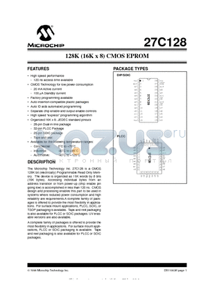 27C128 datasheet - 128K (16K x 8) CMOS EPROM