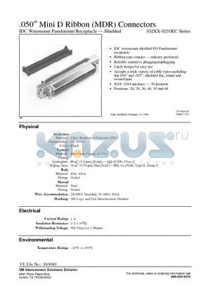 10220-0210EC datasheet - 050, Mini D Ribbon (MDR) Connectors