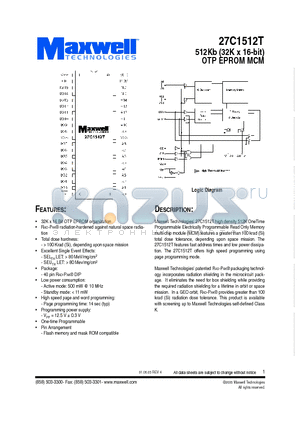 27C1512T datasheet - 512Kb (32K x 16-bit) OTP EPROM MCM