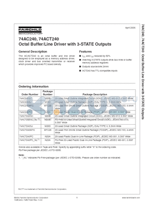 74AC240PC datasheet - Octal Buffer/Line Driver with 3-STATE Outputs