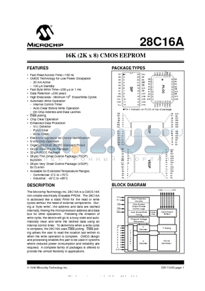 27C16AFT-25IL datasheet - 16K (2K x 8) CMOS EEPROM