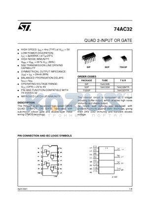74AC32 datasheet - QUAD 2-INPUT OR GATE