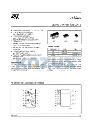 74AC32B datasheet - QUAD 2-INPUT OR GATE