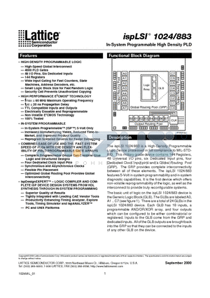 1024 datasheet - In-System Programmable High Density PLD